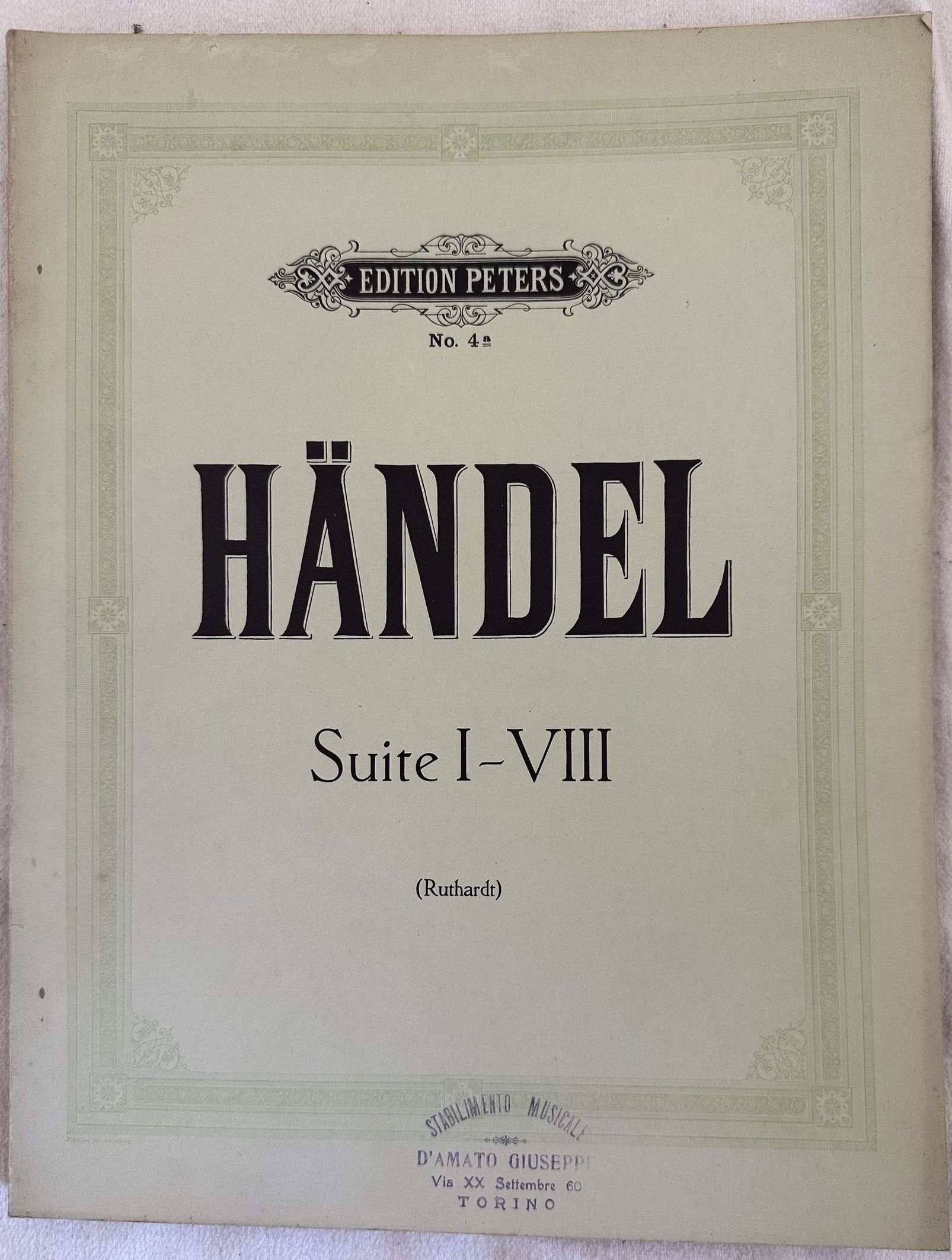 KOMPOSITIONEN FUR KLAVIER VON G. F. HANDEL ADOLF RUTHARDT HEFT …