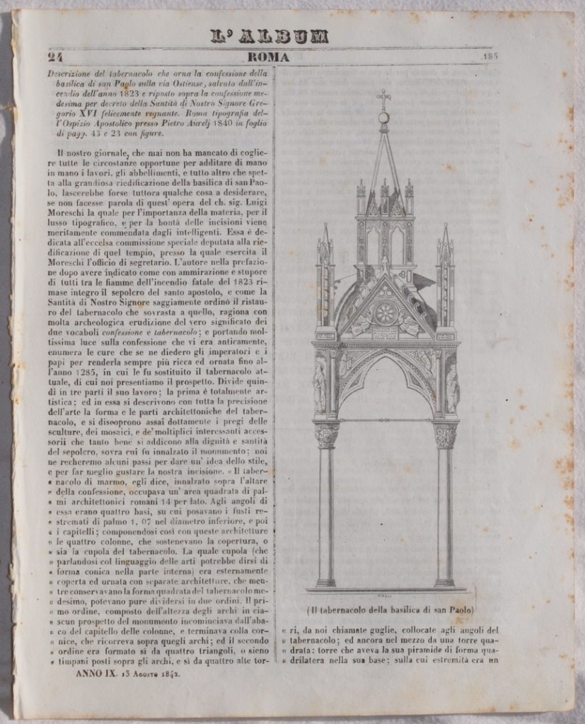 L'ALBUM DI ROMA 13 AGOSTO 1842
