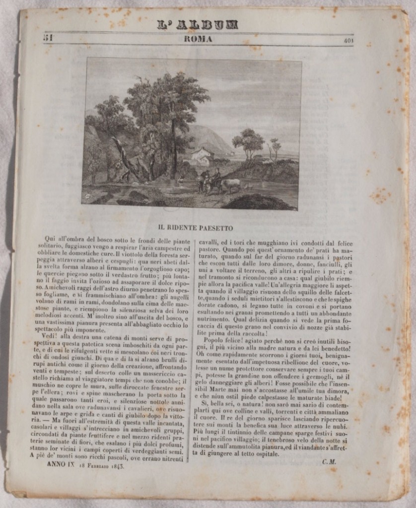 L'ALBUM DI ROMA 18 FEBBRAIO 1843