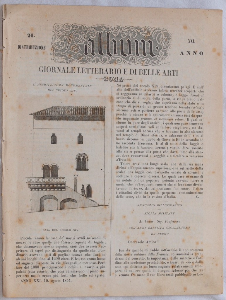 L'ALBUM DI ROMA 19 AGOSTO 1854