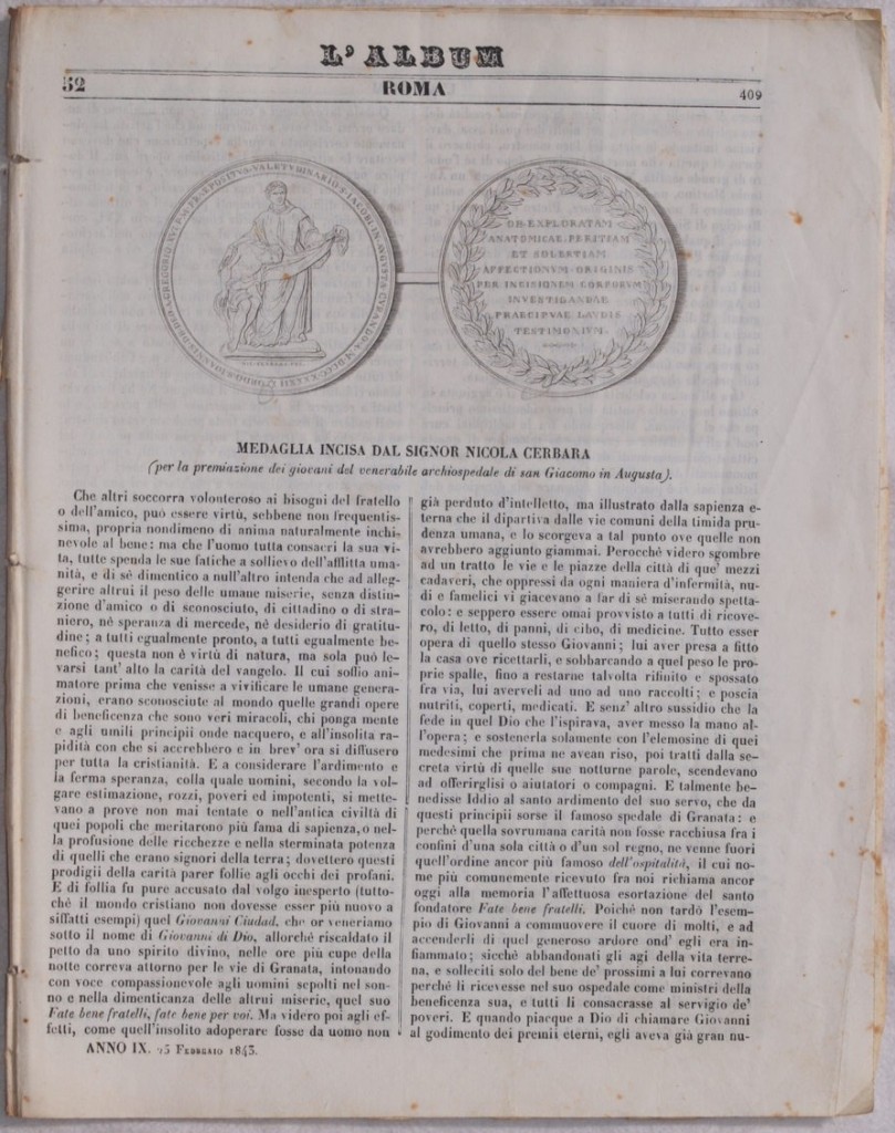 L'ALBUM DI ROMA 25 FEBBRAIO 1843