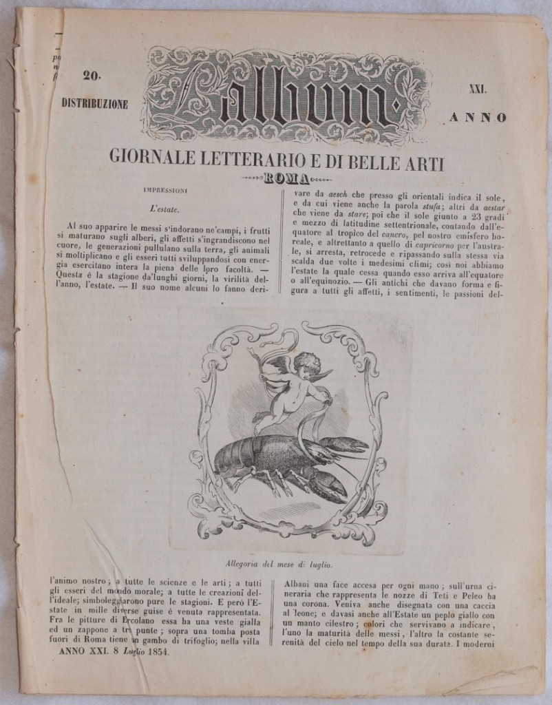L'ALBUM DI ROMA 8 LUGLIO 1854