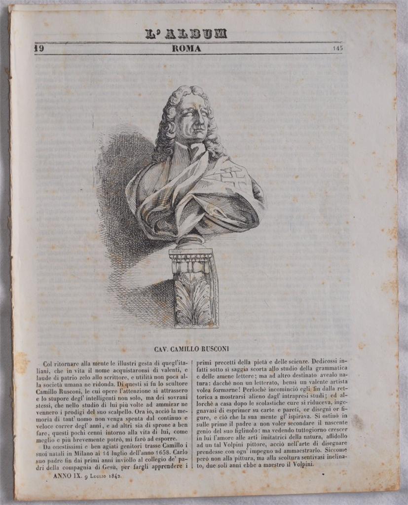 L'ALBUM DI ROMA 9 LUGLIO 1842