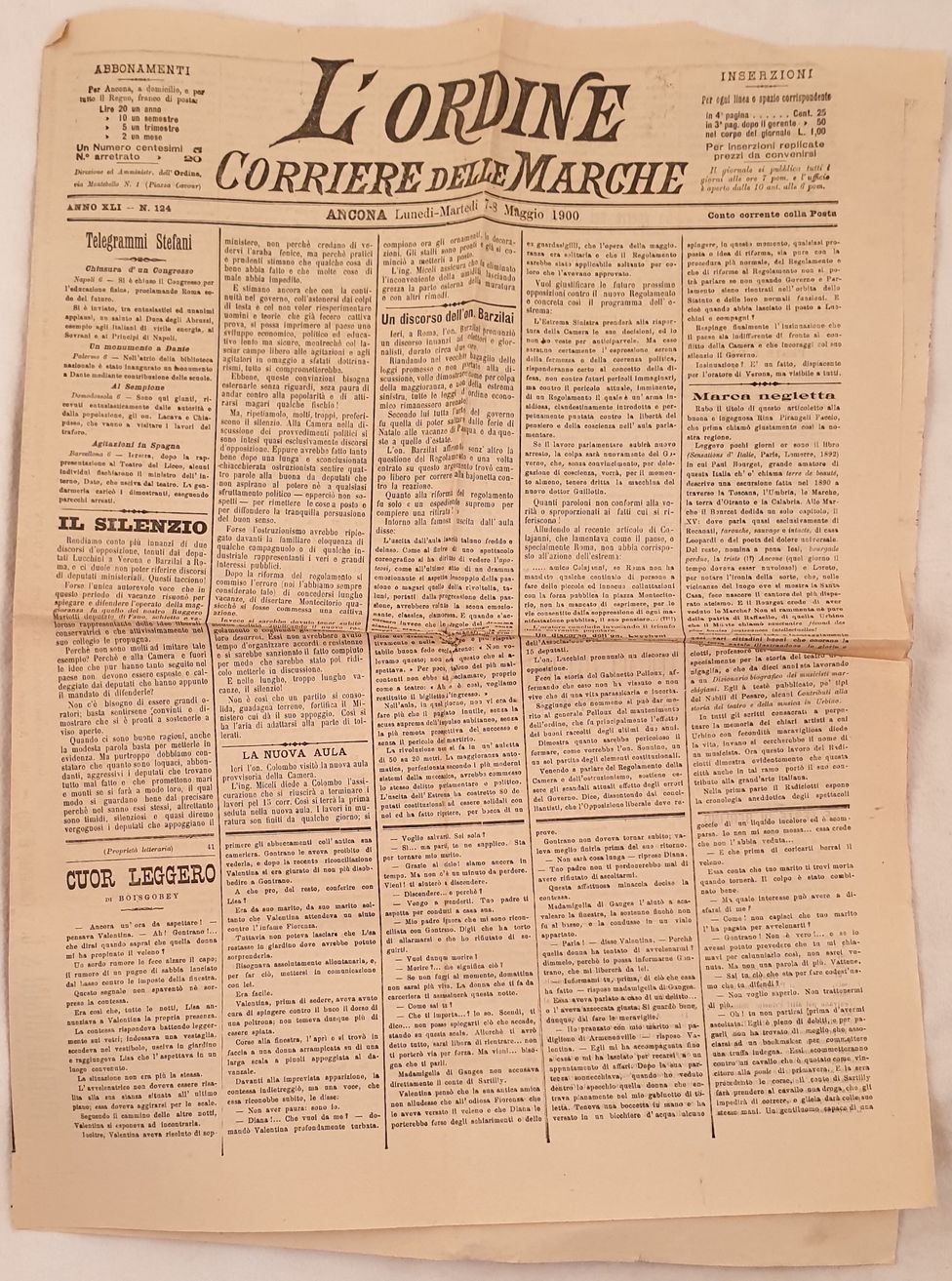 L'ORDINE CORRIERE DELLE MARCHE ANNO XLI N. 124 ANCONA LUNEDI …