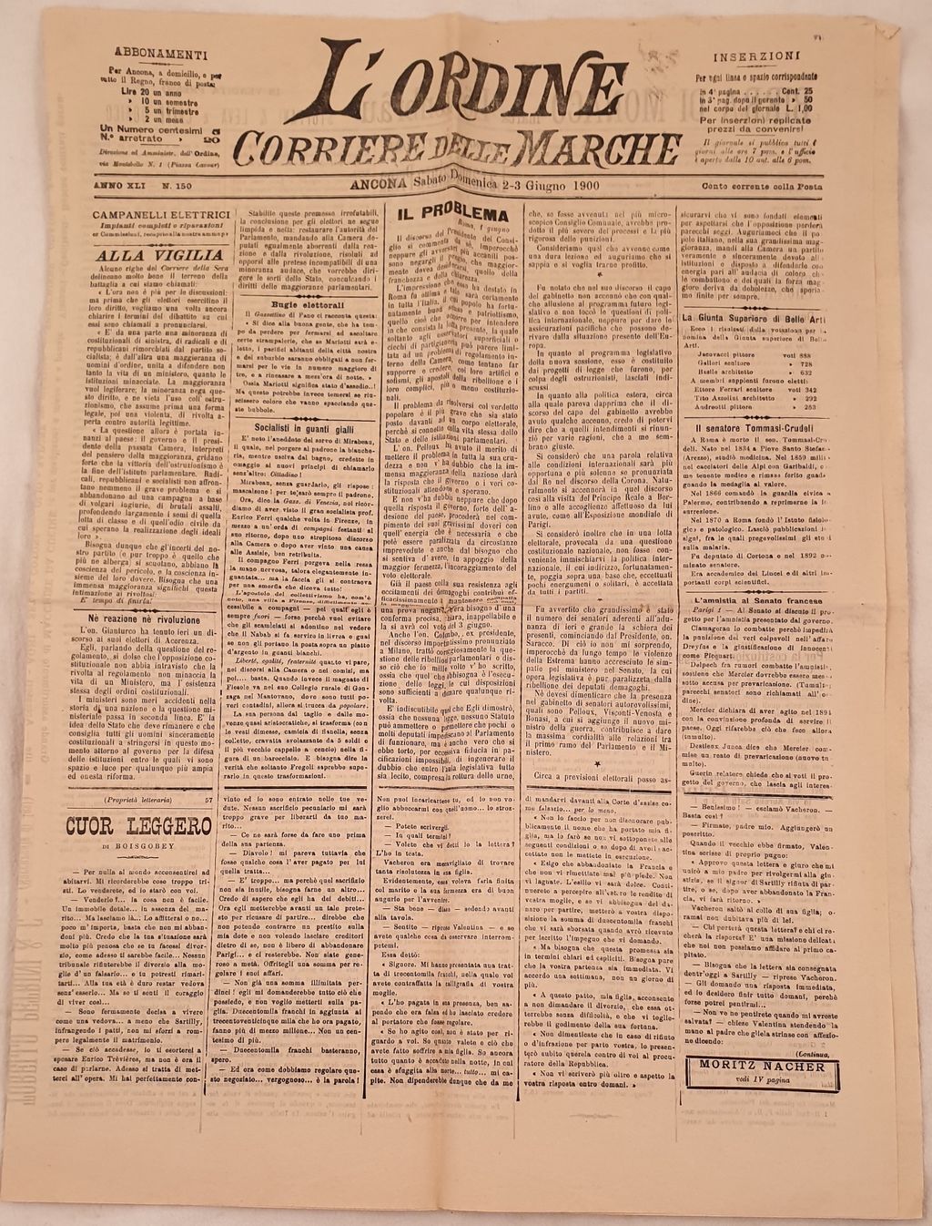 L'ORDINE CORRIERE DELLE MARCHE ANNO XLI N. 150 ANCONA SABATO …