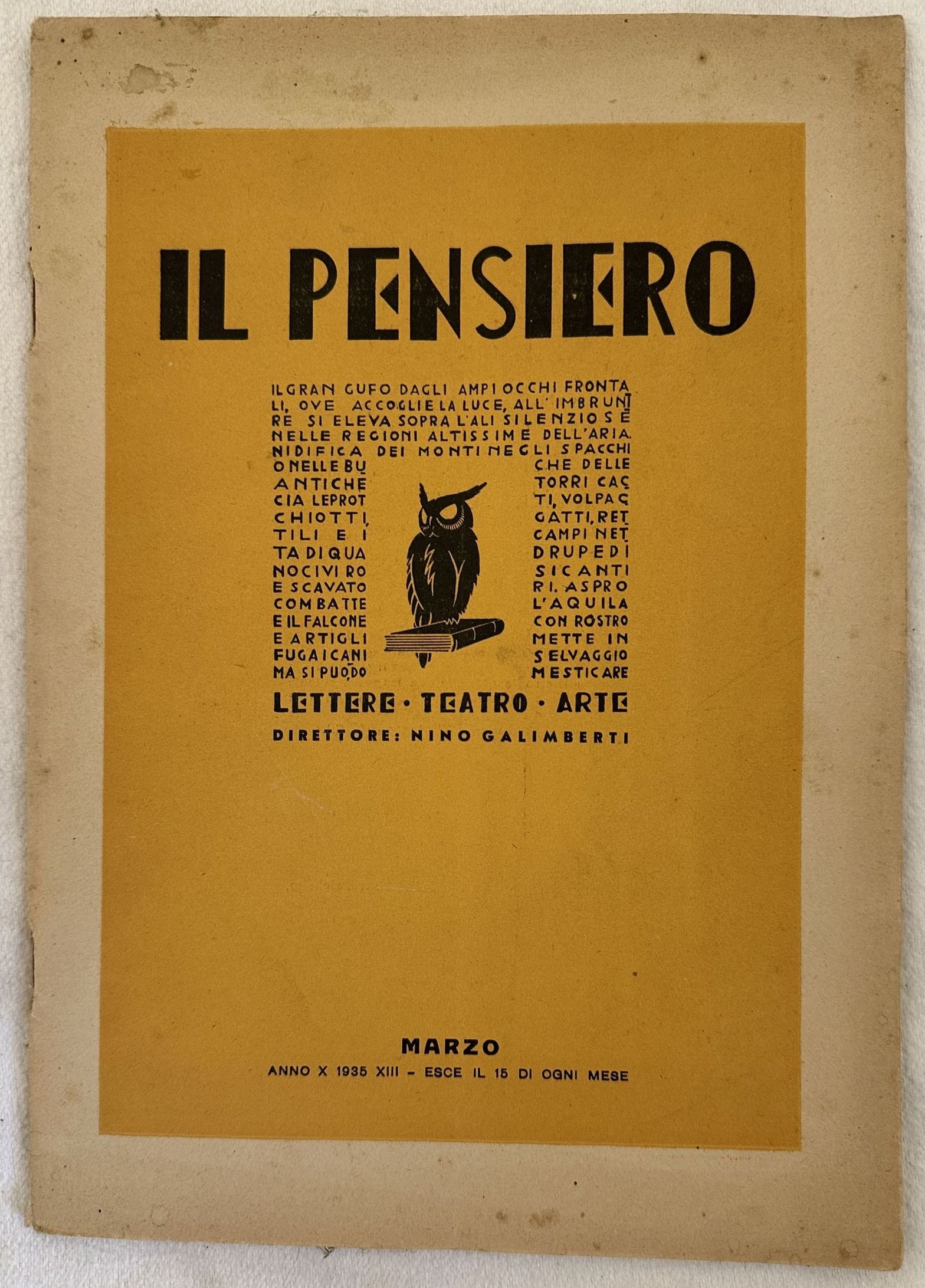 L PENSIERO ANNO X - MARZO 1935 RIVISTA MENSILE ITALIANA