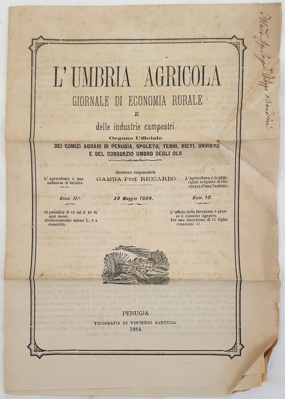 L'UMBRIA AGRICOLA GIORNALE DI ECONOMIA RURALE E DELLE INDUSTRIE CAMPESTRI …