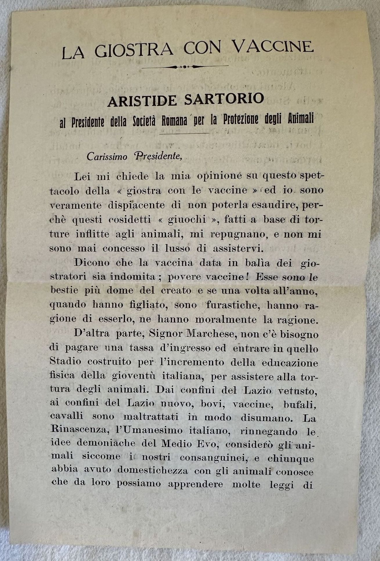 LA GIOSTRA CON VACCINE AL PRESEIDENTE DELLA SOCIETA ROMANA PER …