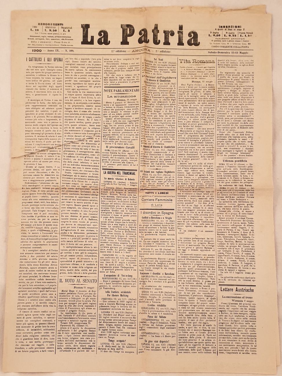 LA PATRIA 1900 - ANNO IX - N. 109 - …