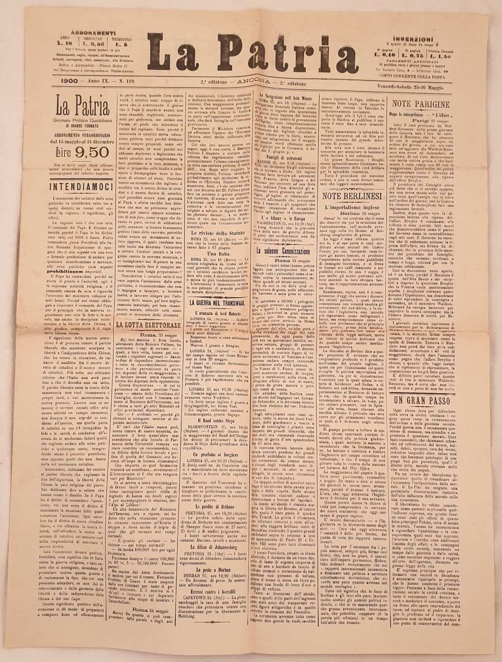 LA PATRIA 1900 - ANNO IX - N. 109 - …