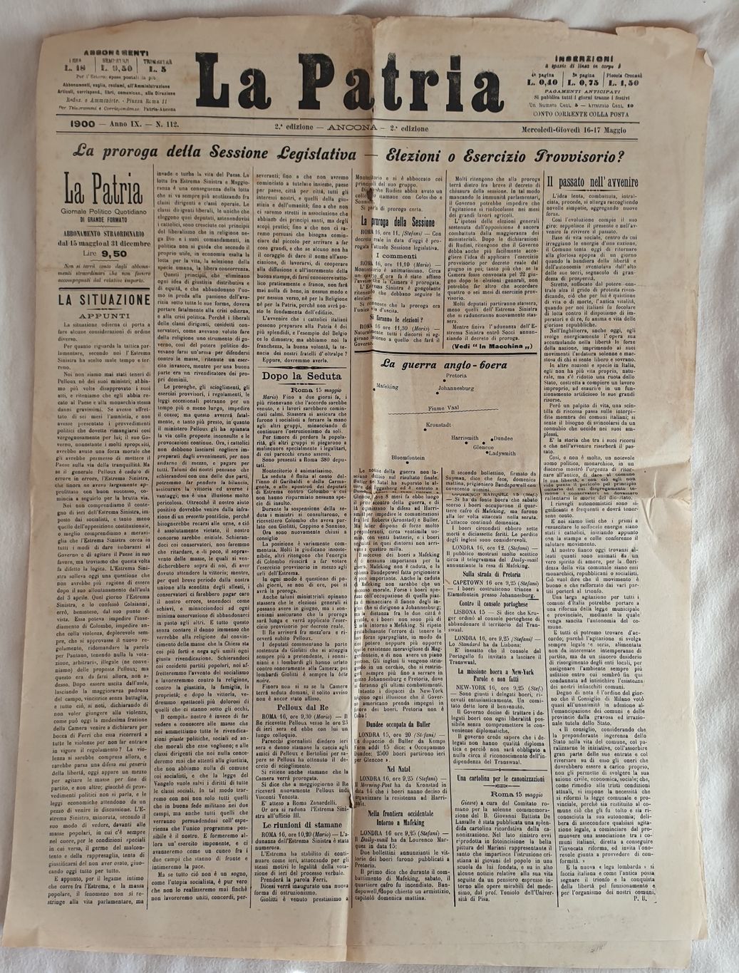 LA PATRIA 1900 - ANNO IX - N. 112 - …