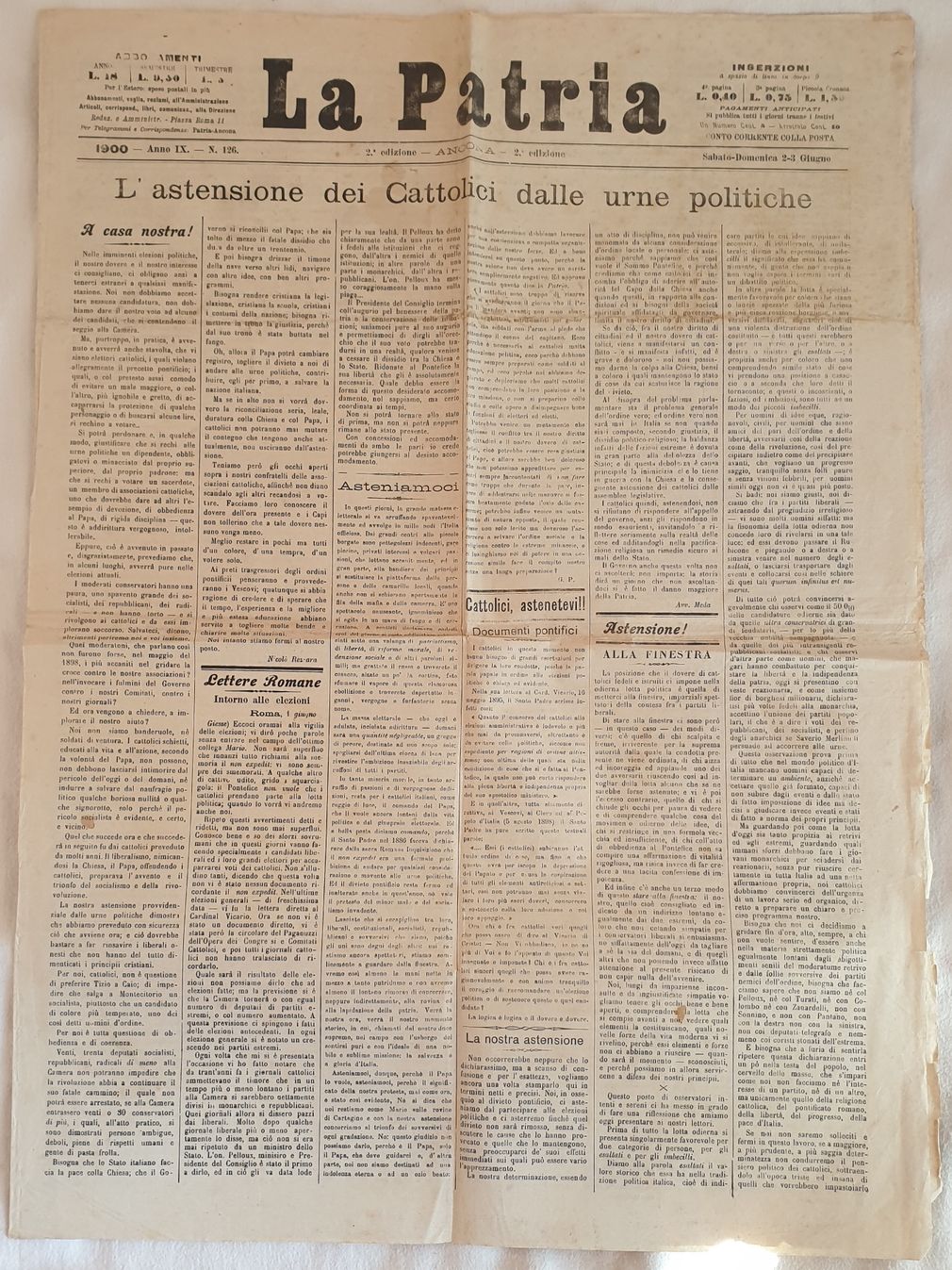 LA PATRIA 1900 - ANNO IX - N. 126 - …