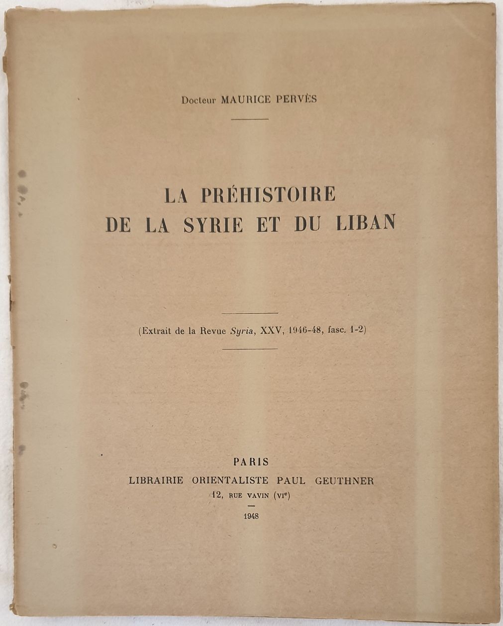 LA PREHISTOIRE DE LA SYRIE ET DU LIBAN EXTRAIT DE …