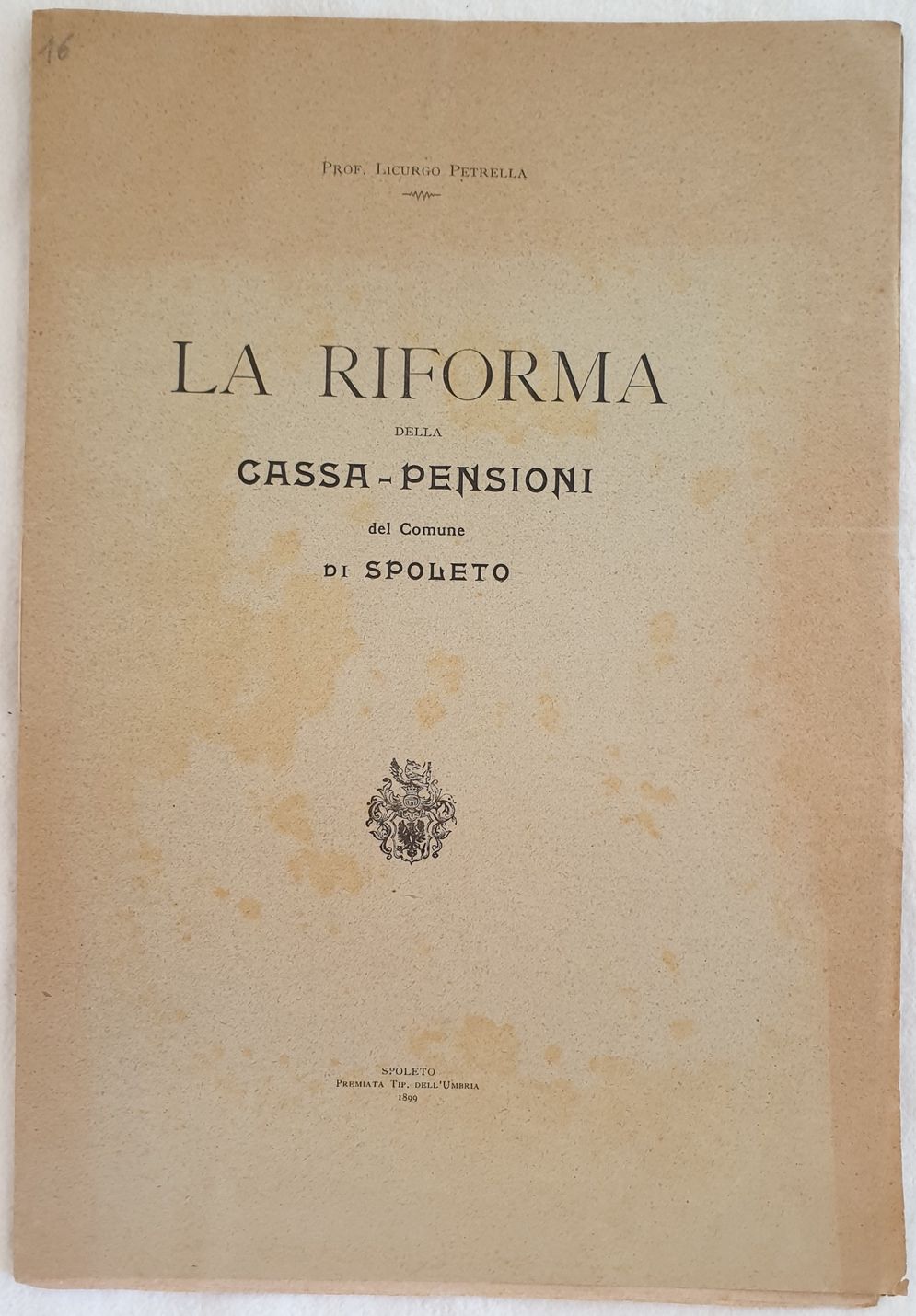 LA RIFORMA DELLA CASSA PENSIONI DEL COMUNE DI SPOLETO