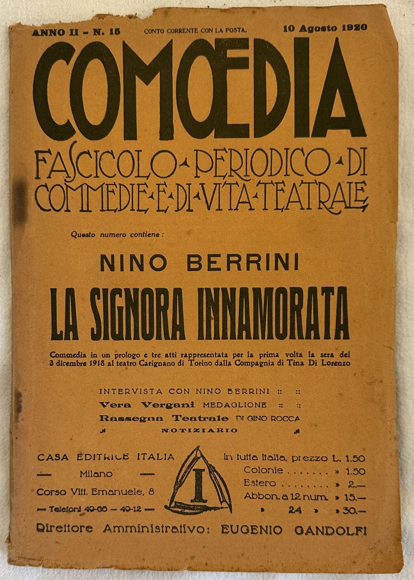 LA SIGNORA INNAMORATA COMMEDIA IN TRE ATTI