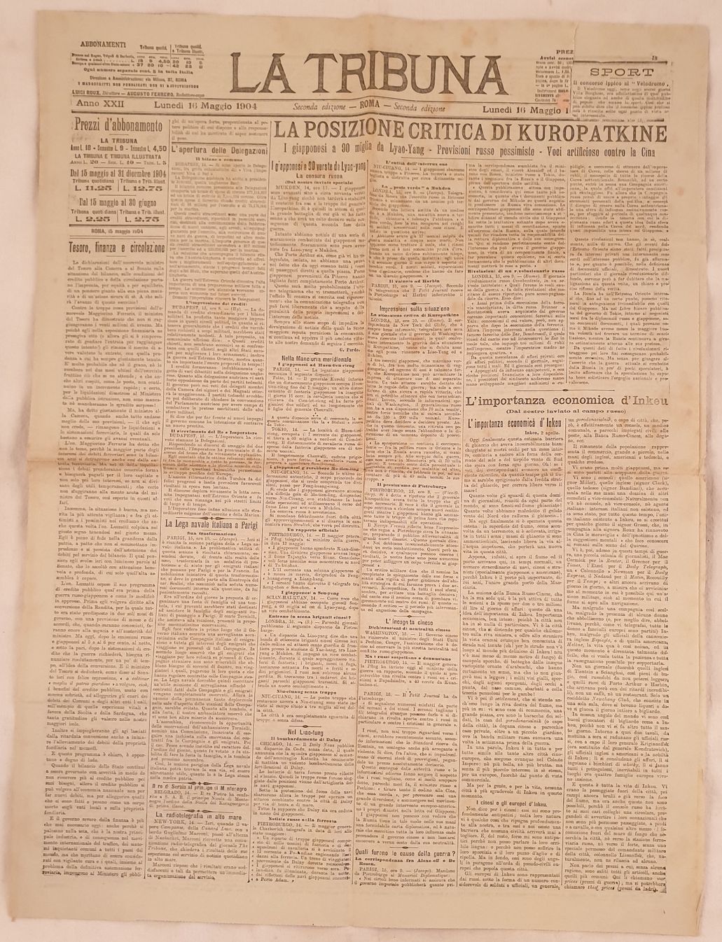 LA TRIBUNA DOMENICA 16 MAGGIO 1904