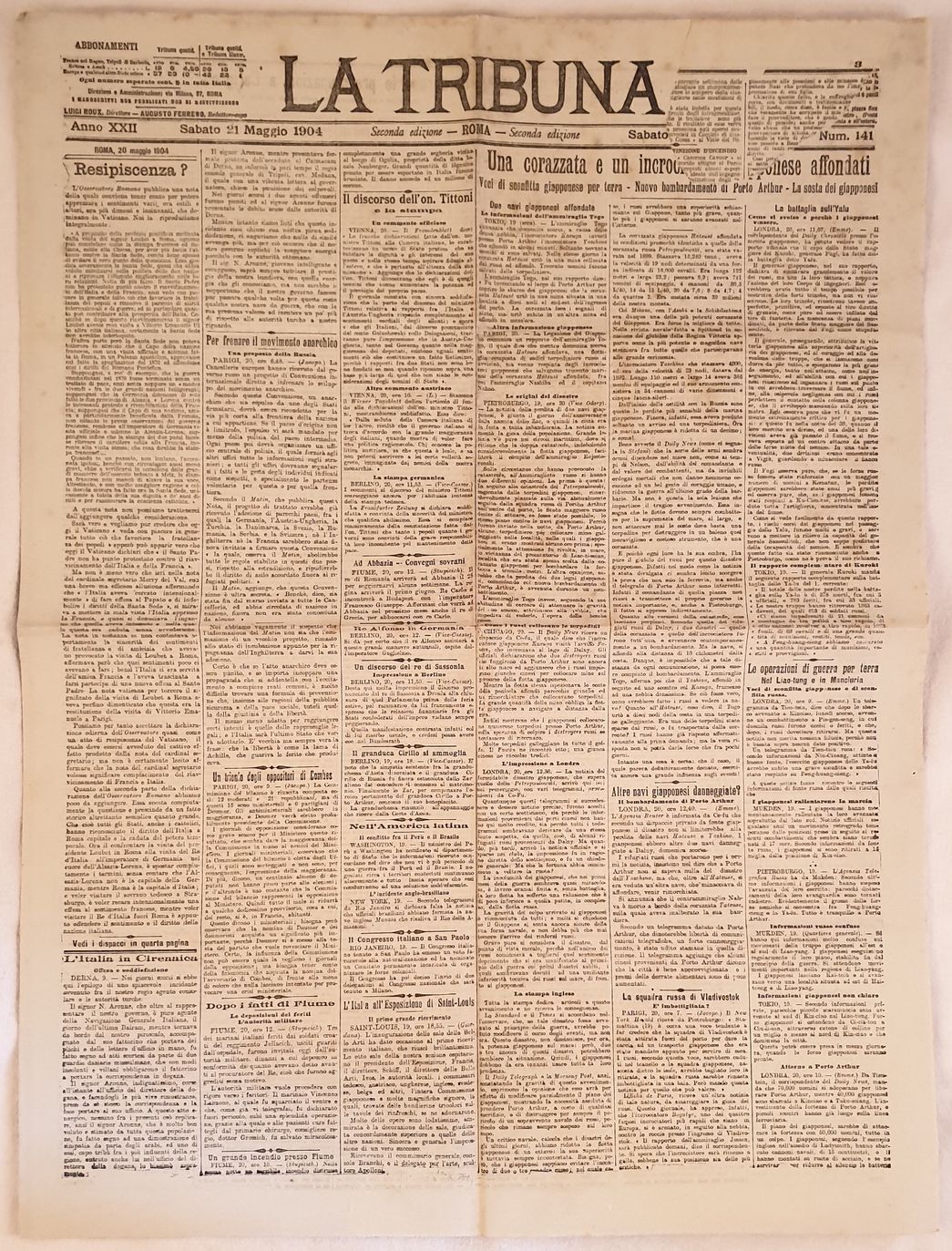 LA TRIBUNA GIOVEDI 21 MAGGIO 1904