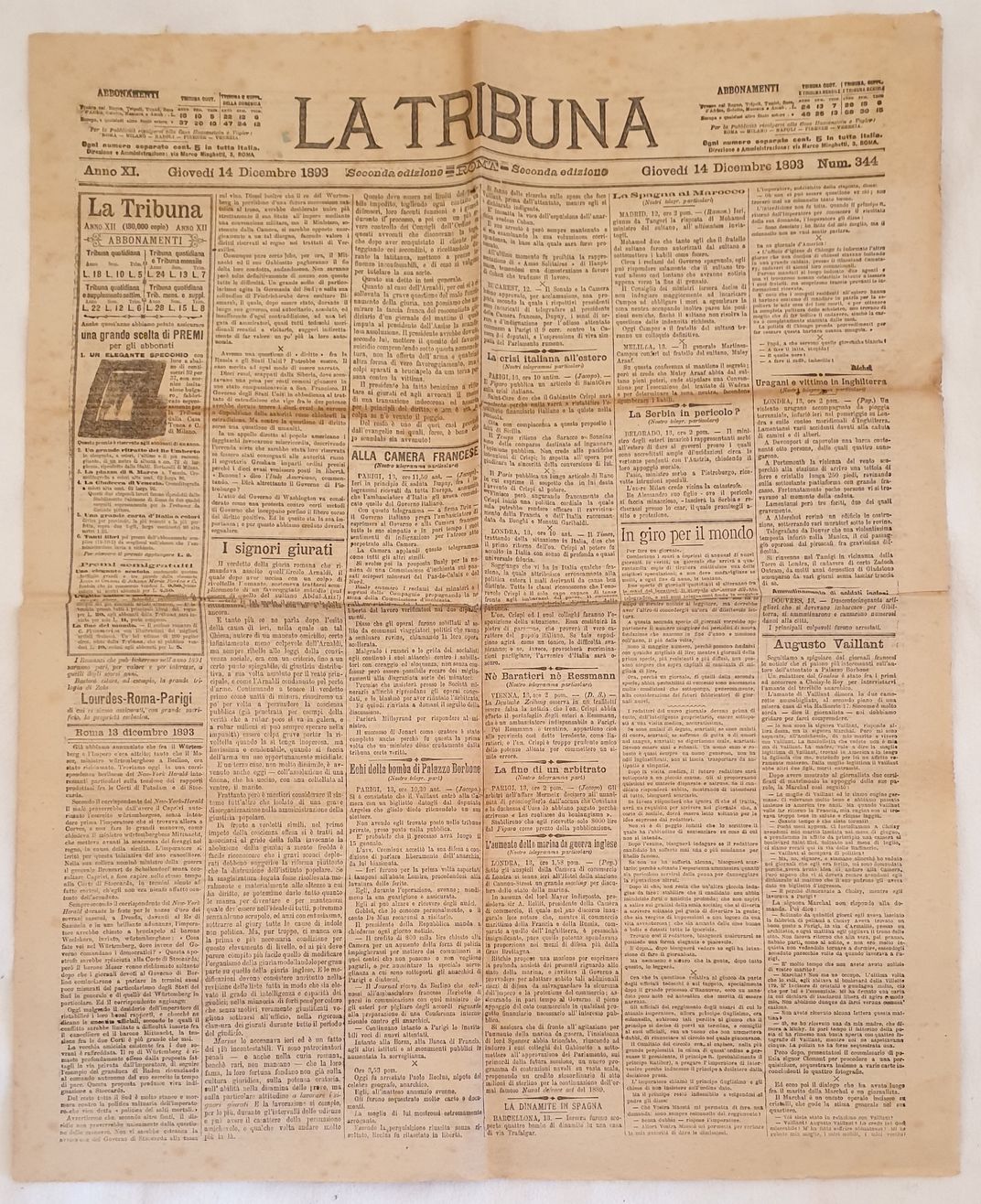 LA TRIBUNA VENERDI 14 DICEMBRE 1893