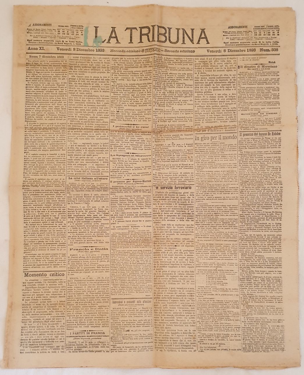 LA TRIBUNA VENERDI 8 DICEMBRE 1893