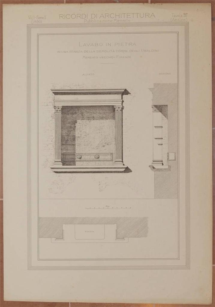 LAVABO IN PIETRA IN UNA STANZA DELLA DEMOLITA TORRE DEGLI …