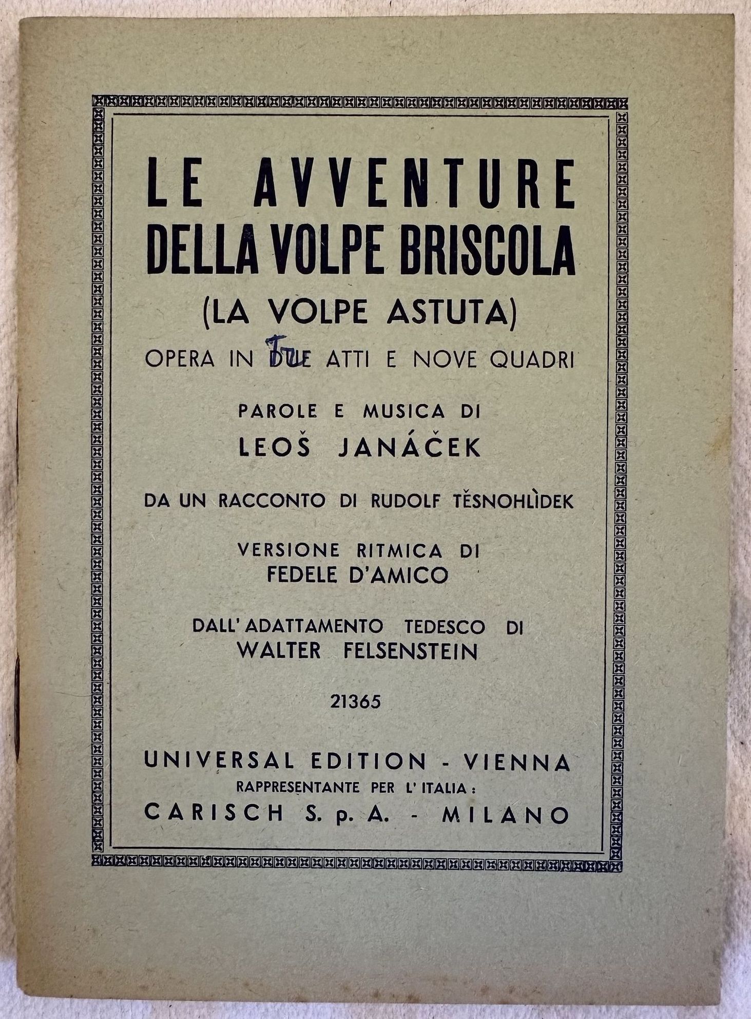 LE AVVENTURE DELLA VOLPE BRISCOLA (LA VOLPE ASTUTA) OPERA IN …