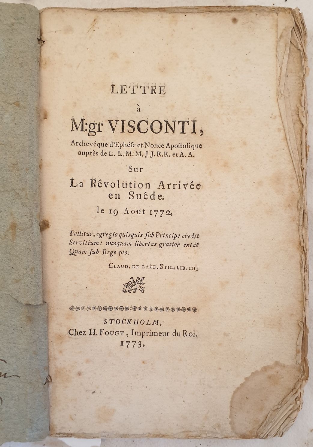 LETTRE A M. GR VISCONTI SUR LA REVOUTION ARRIVEE EN …