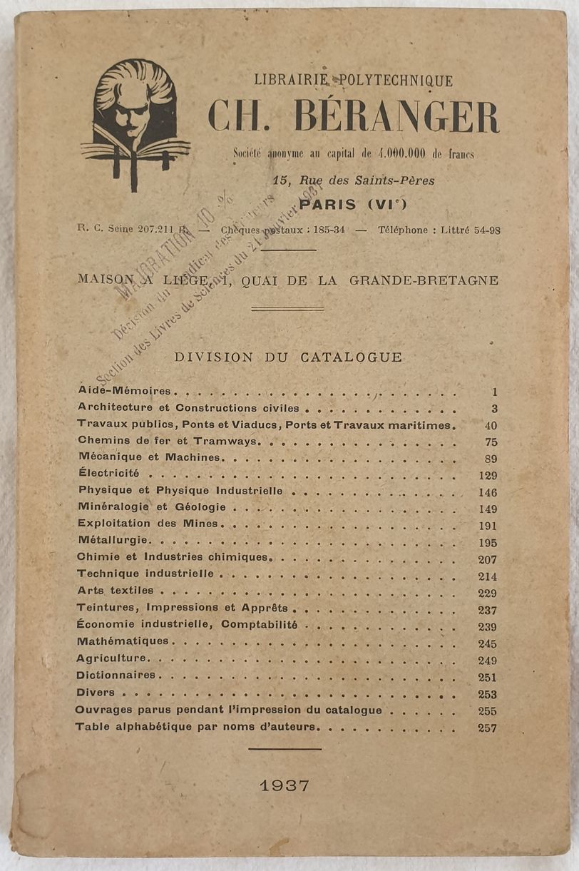 LIBRAIRIE POLYTECHNIQUE CH. BERANGER