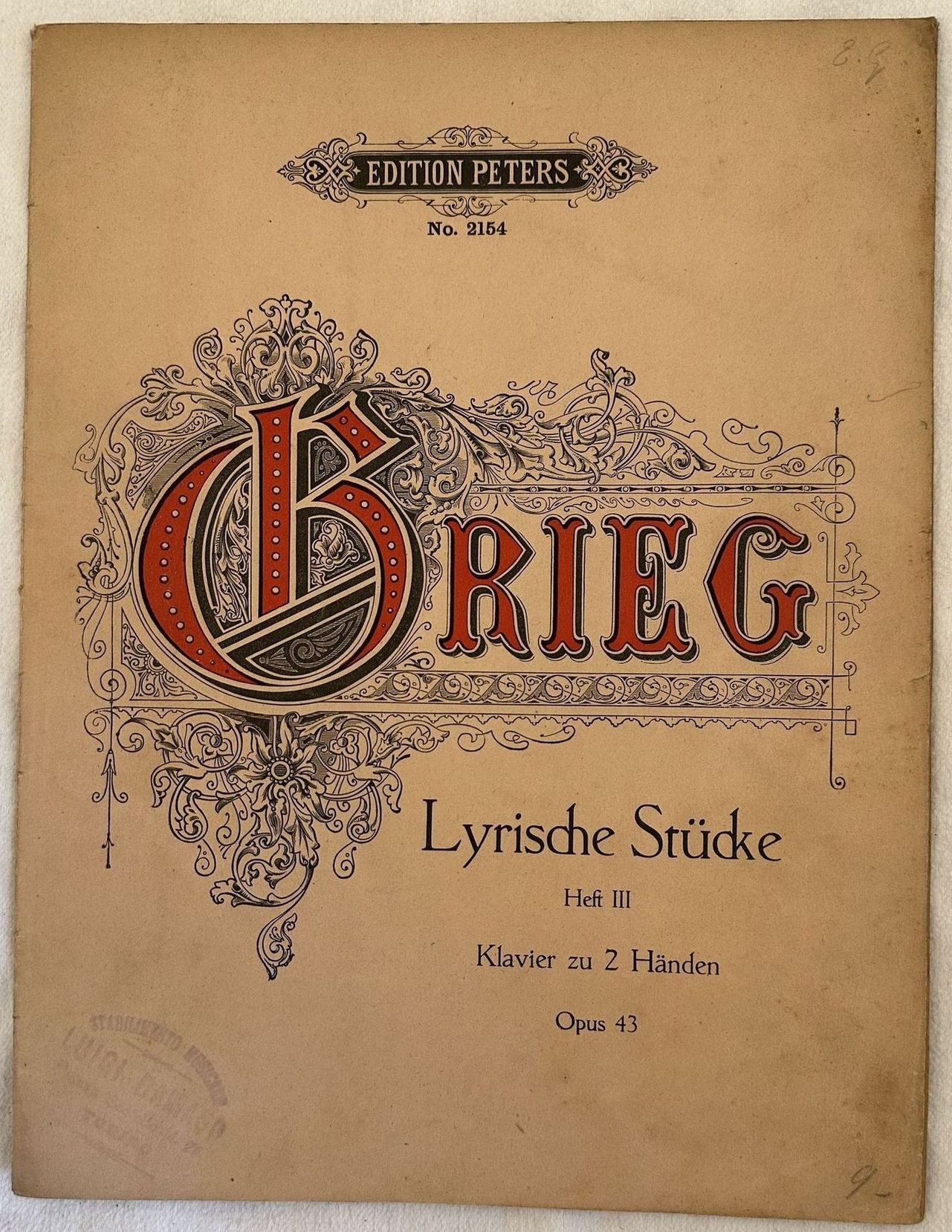 LYRISCHE STUCKE FUR PIANOFORTE op. 43