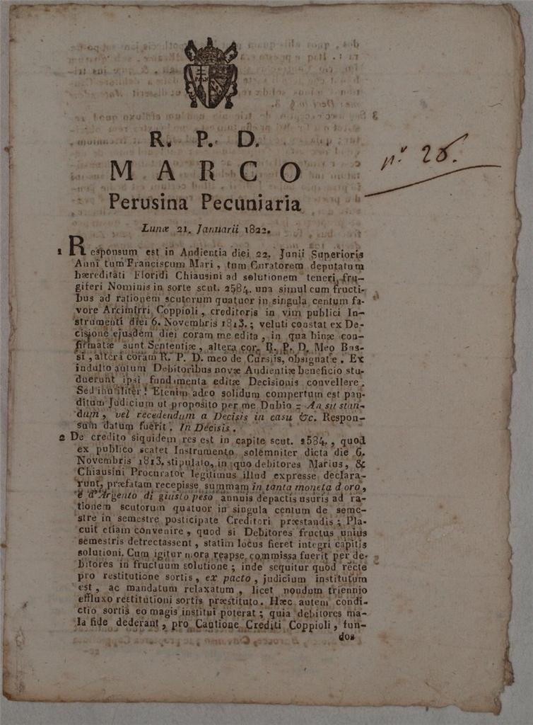 MARCO PERUSINA PECUNIARIA LUNOE 21 JANUARII 1822