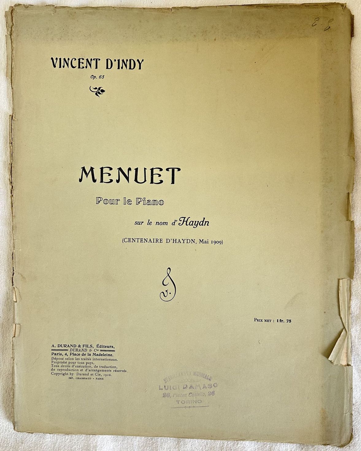 MENUET POUR LE PIANO SUR LE NOM D'HAYDN (CENTENAIRE D'HAYDN …