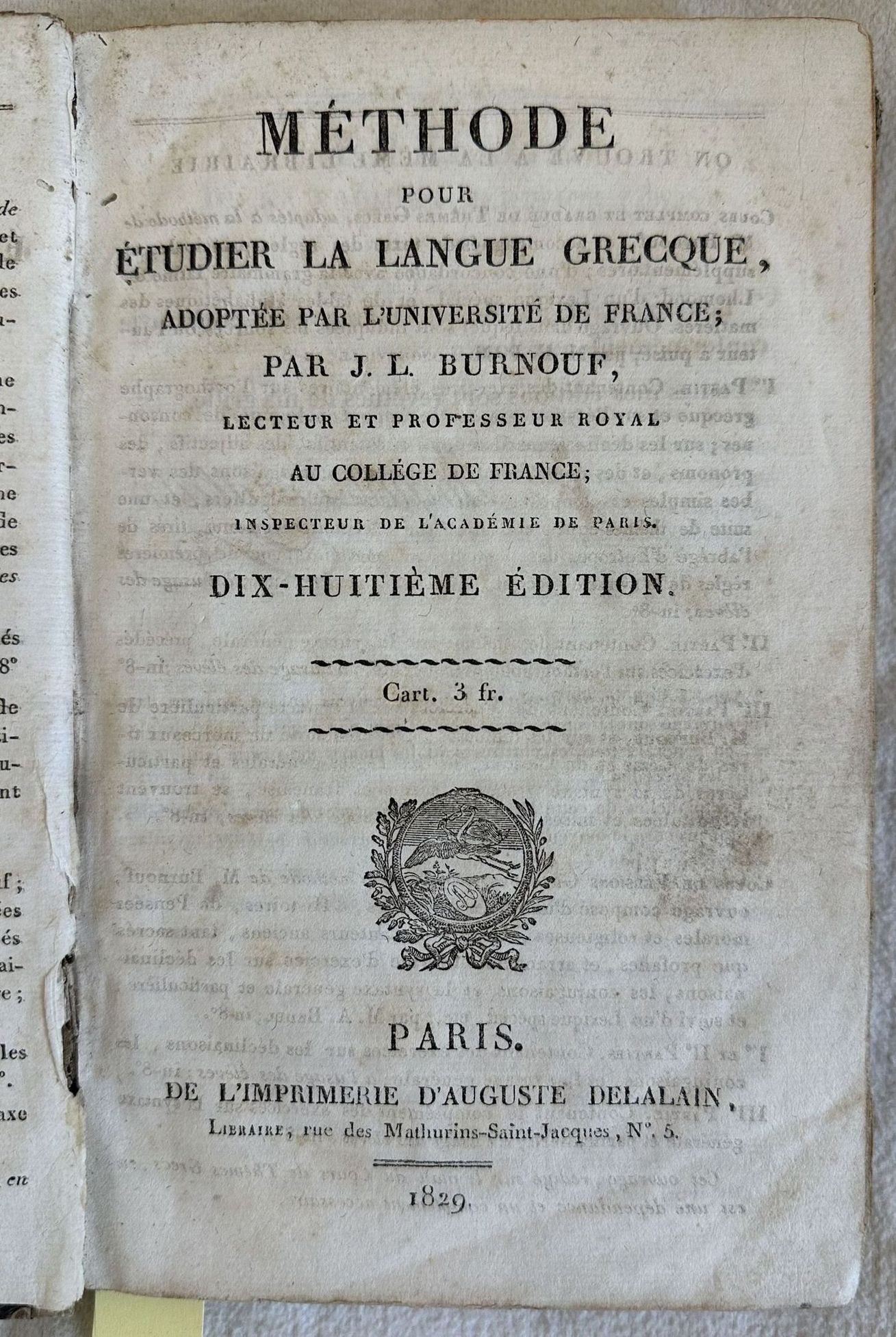 METHODE POUR ETUDIER LA LANGUE GRECQUE ADOPTEE PAR L'UNIVERSITE DE …