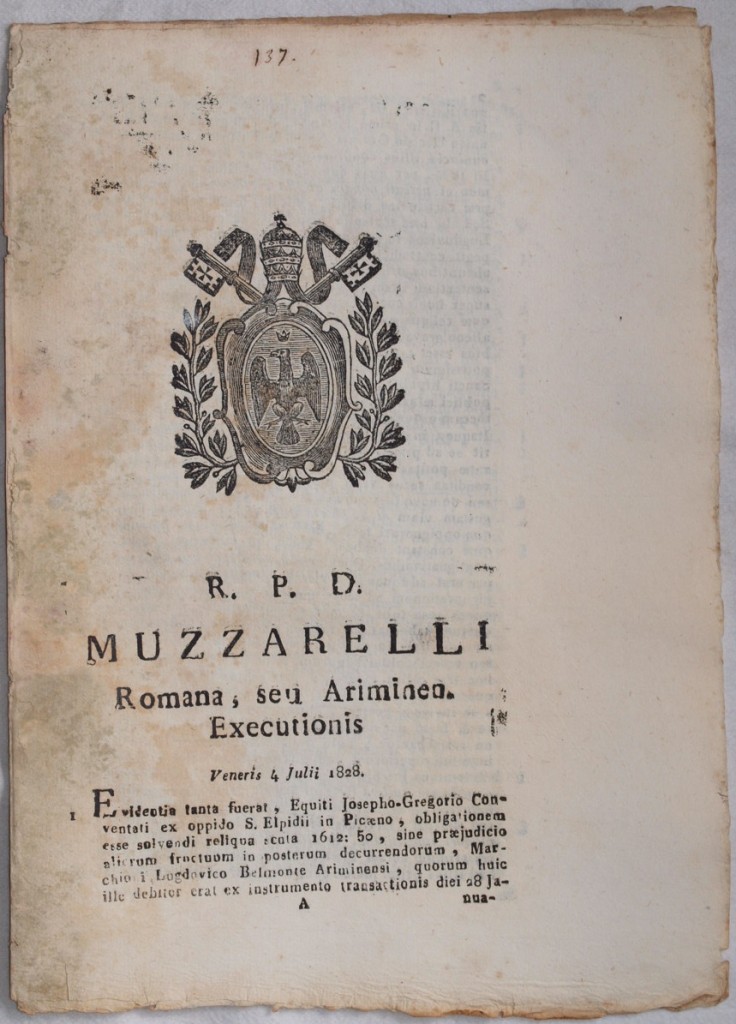 MUZARELLI ROMANA, SEU ARIMINEN EXECUTIONIS VENERIS 4 JULII 1828