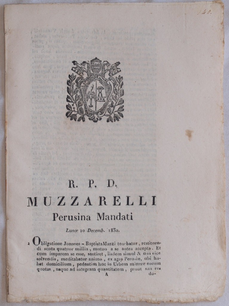 MUZZARELLI PERUSINA MANDATI LUNAE 10 DECEMB. 1832