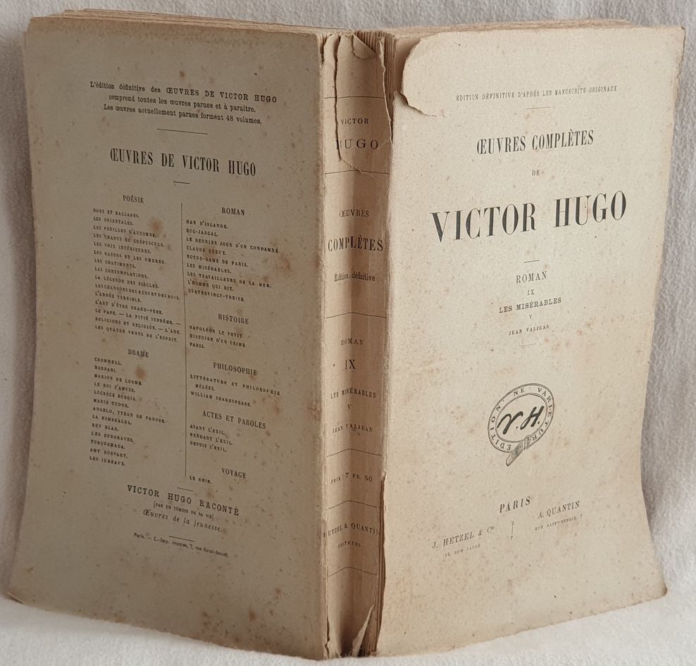 OEUVRES COMPLETES DE VICTOR HUGO ROMAN IX LES MISERABLES V …