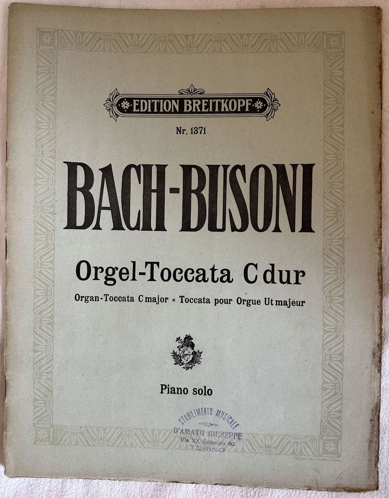 ORGEL-TOCCATA C DUR PIANO SOLO