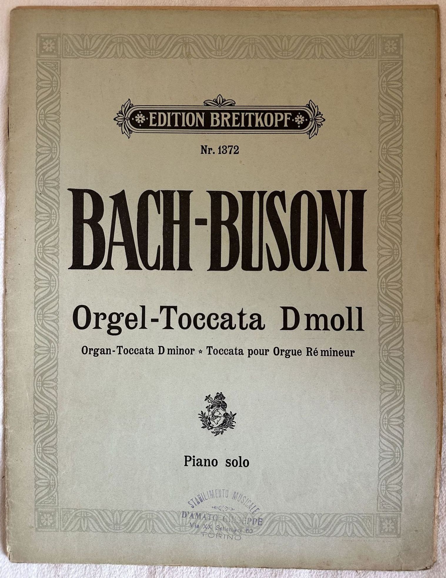 ORGEL-TOCCATA D MOLL PIANO SOLO