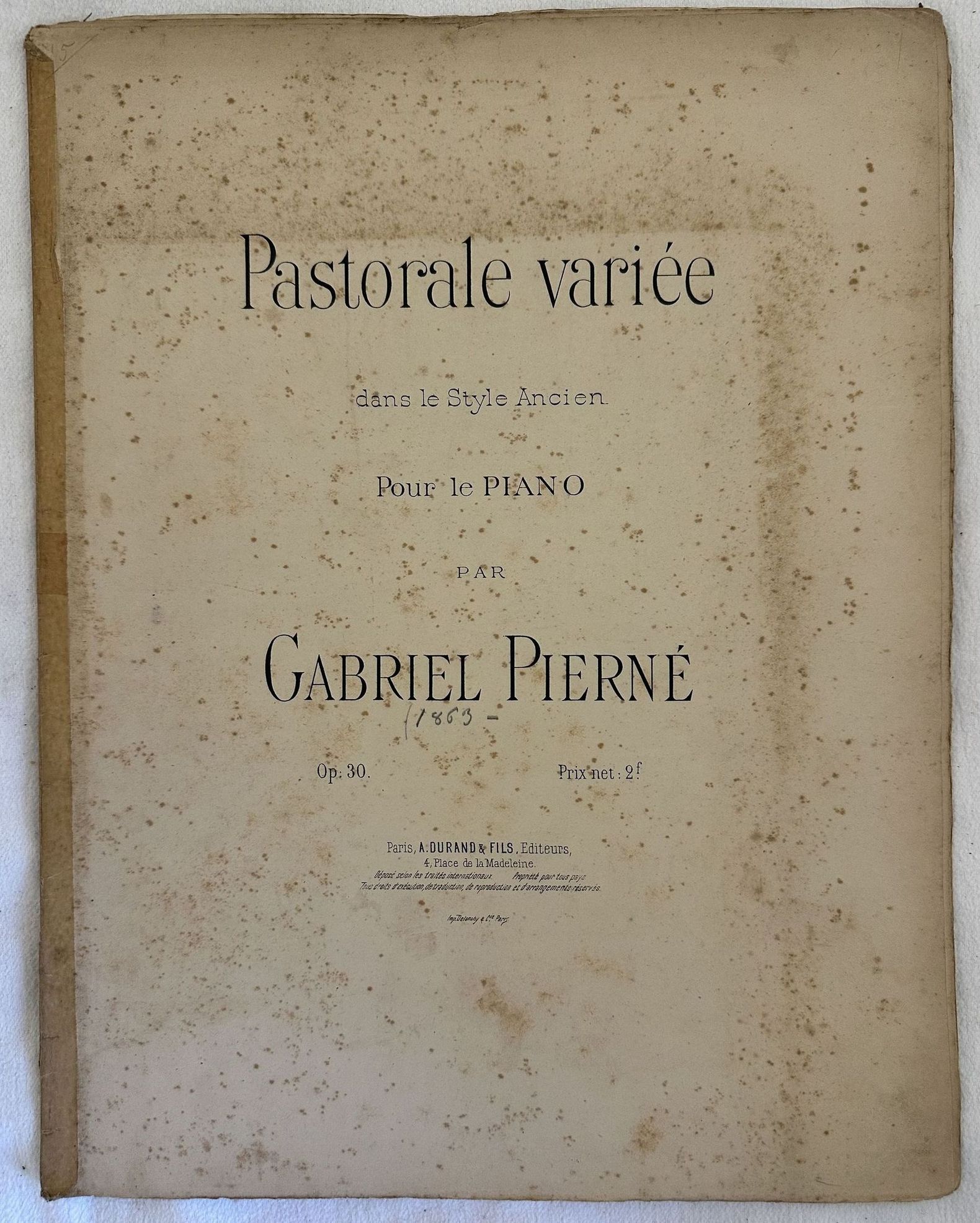 PASTORALE VARIEE DANS LE STYLE ANCIEN POUR LE PIANO