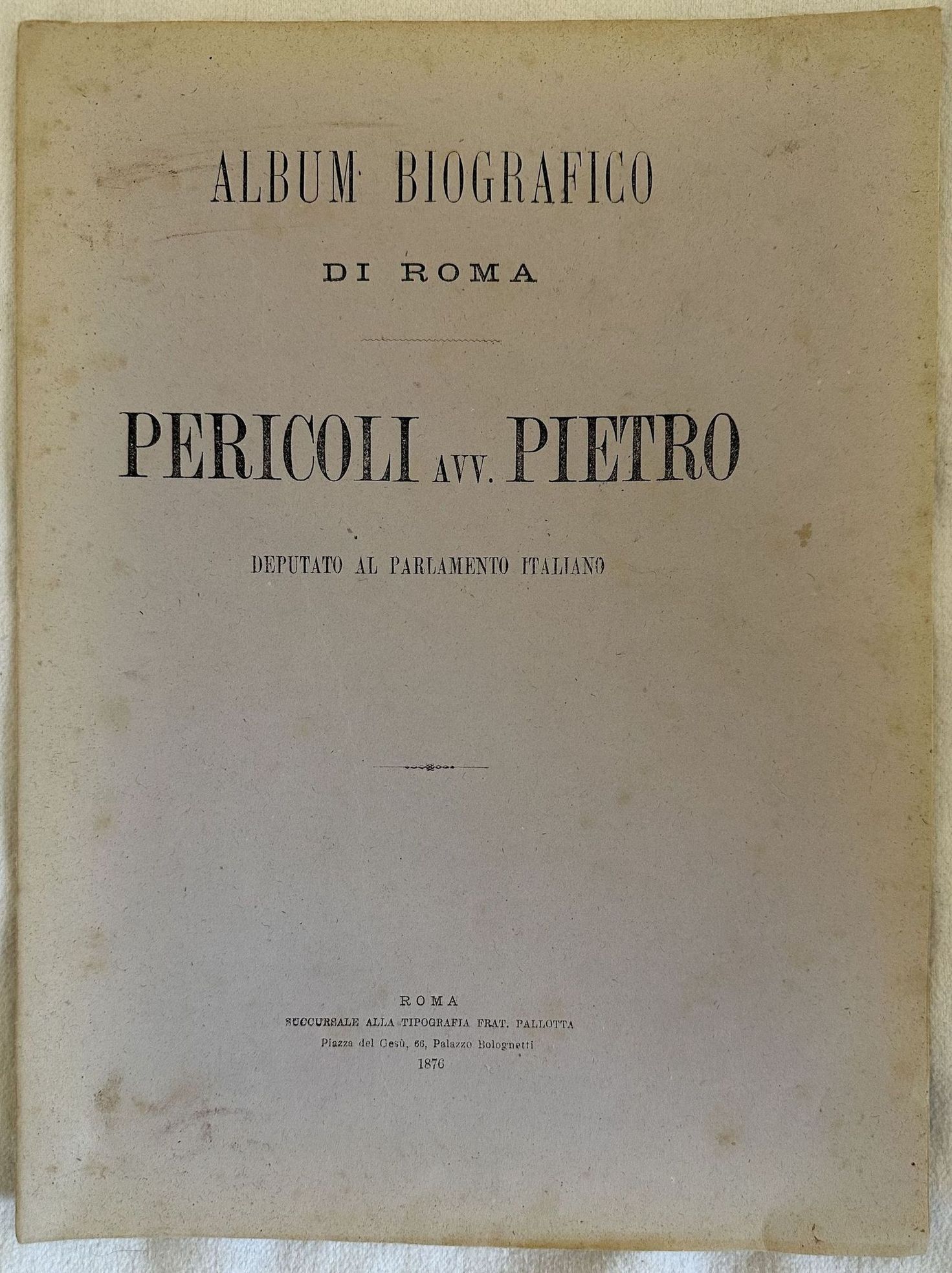 PERICOLI AVV. PIETRO DEPUTATO AL PARLAMENTO ITALIANO