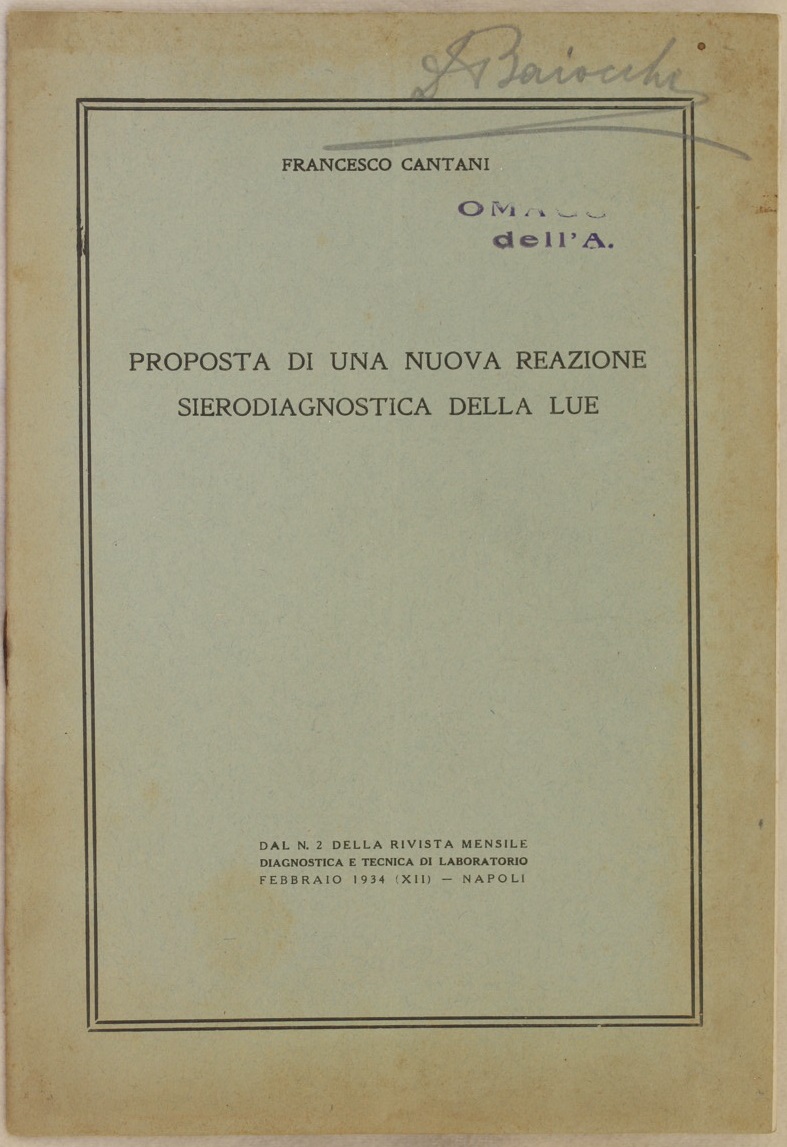 PROPOSTA DI UNA NUOVA REAZIONE SIERODIAGNOSTICA DELLA LUE DAL N. …