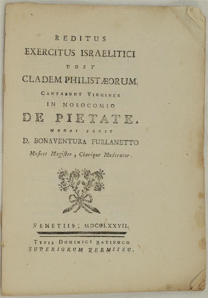 REDITUS EXERCITUS ISRAELITICI POST CLADEM PHILISTAEORUM CANTABUNT VIRGINES IN NOSOCOMIO