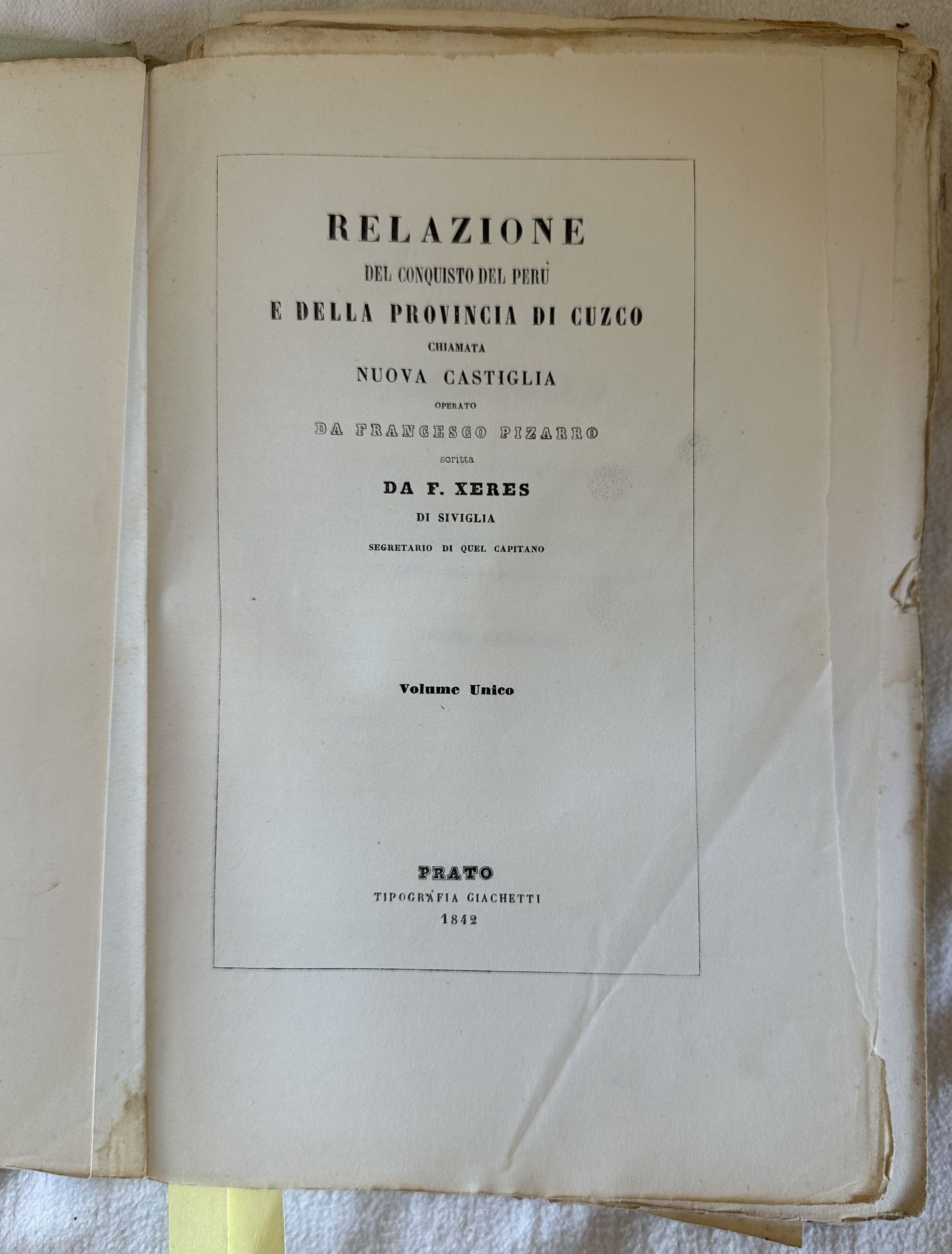 RELAZIONE DEL CONQUISTO DEL PERU E DELLA PROVINCIA DI CUZCO …