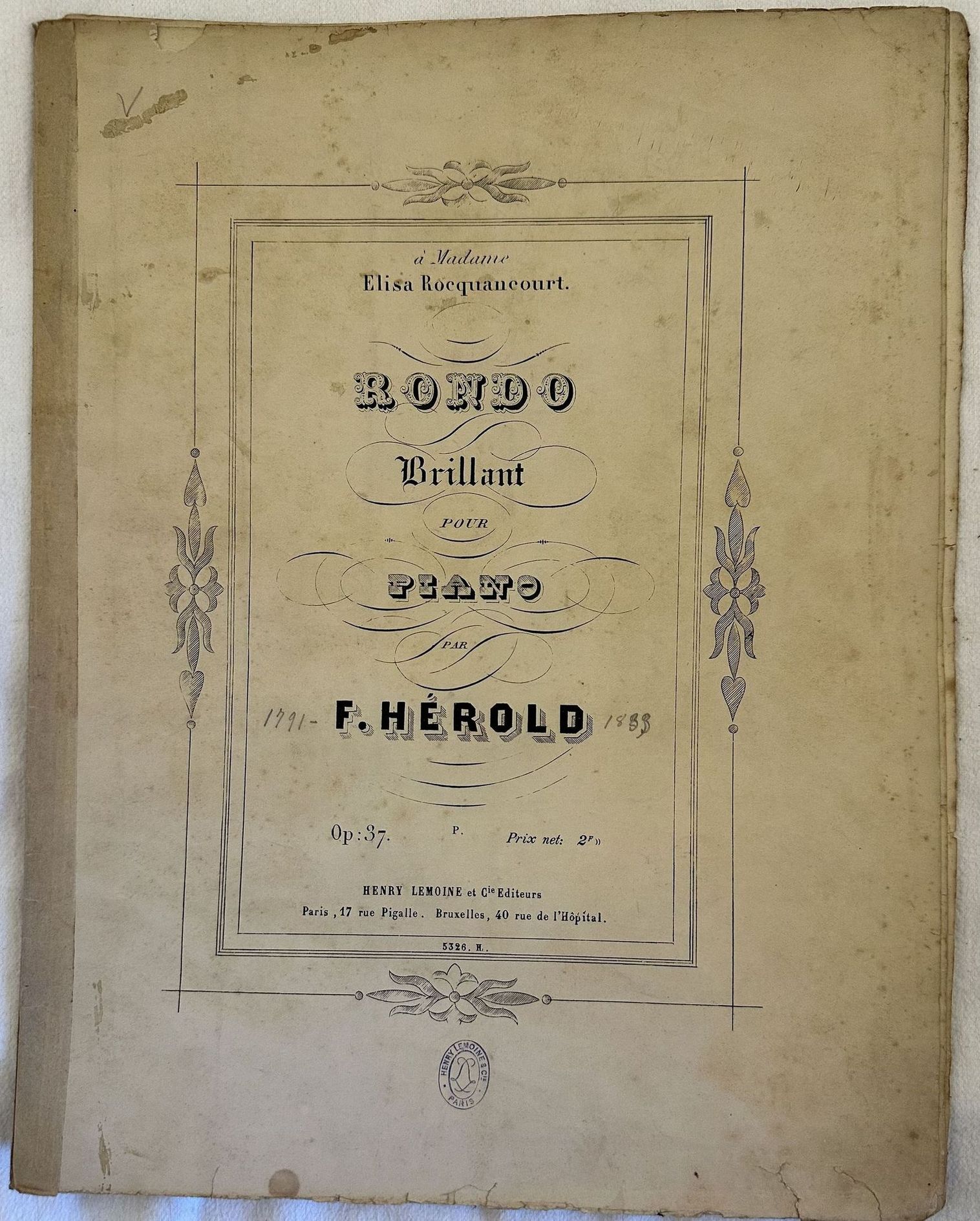 RONDO BRILLANT POUR PIANO PAR F. HEROLD OP. 37