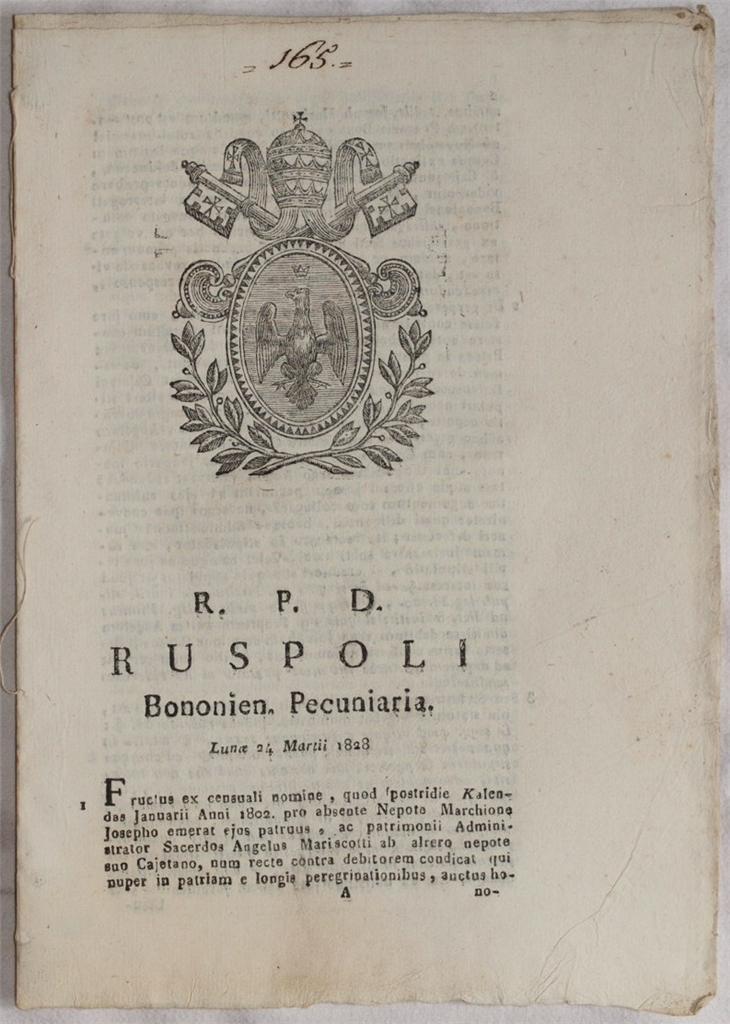 RUSPOLI BONONIEN PECUNIARIA LUNOE 24 MARTII 1828