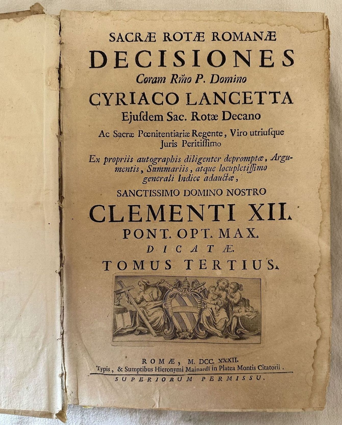 SACRAE ROTAE ROMANAE DECISIONES CORAM RMO P. DOMINO CYRIACO LANCETTA …