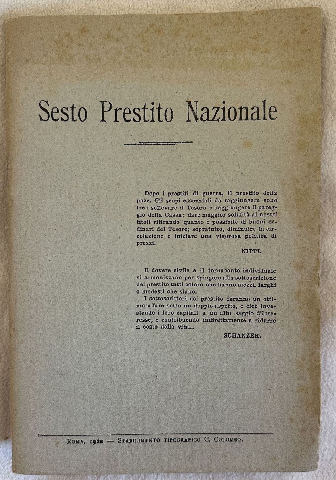 SESTO PRESTITO NAZIONALE