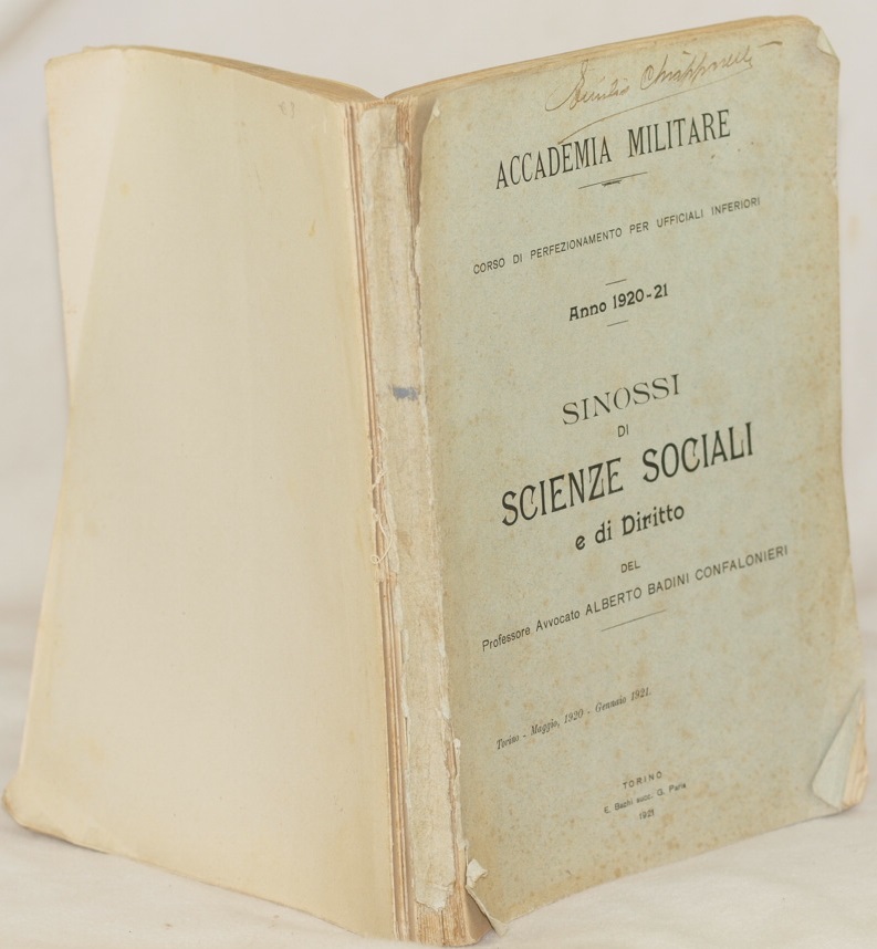 SINOSSI DI SCIENZE SOCIALI E DI DIRITTO ANNO 1920-21