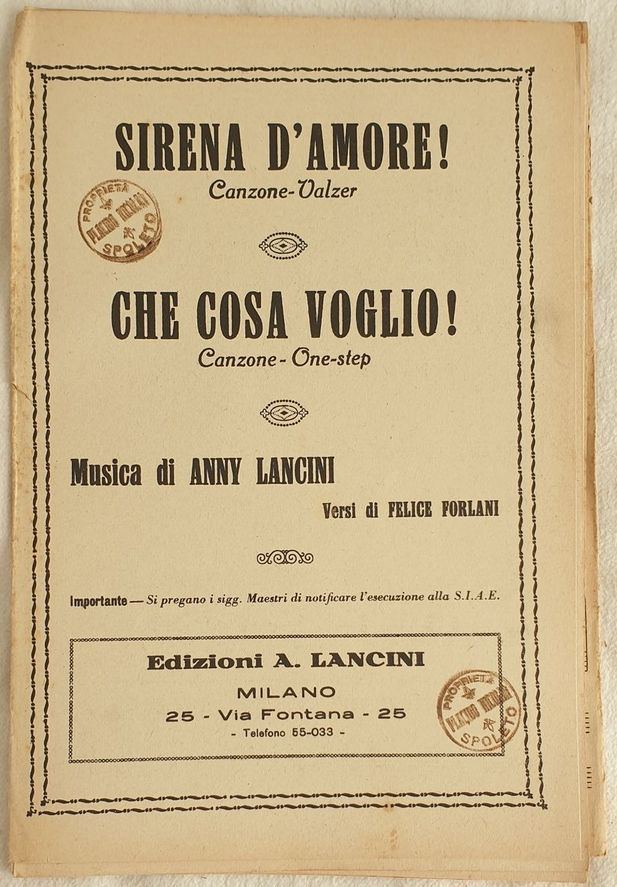 SIRENA D'AMORE CANZONE VALZER CHE COSA VOGLIO! CANZONE ONE STEP