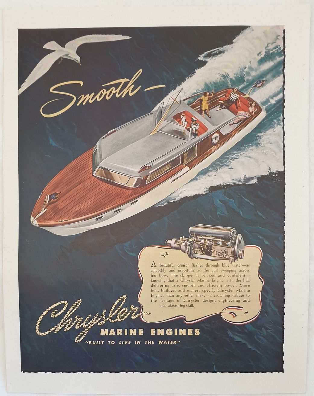 SMOOTH CHRYSLER MARINE ENGINES "BUILT TO LIVE IN THE WATER"