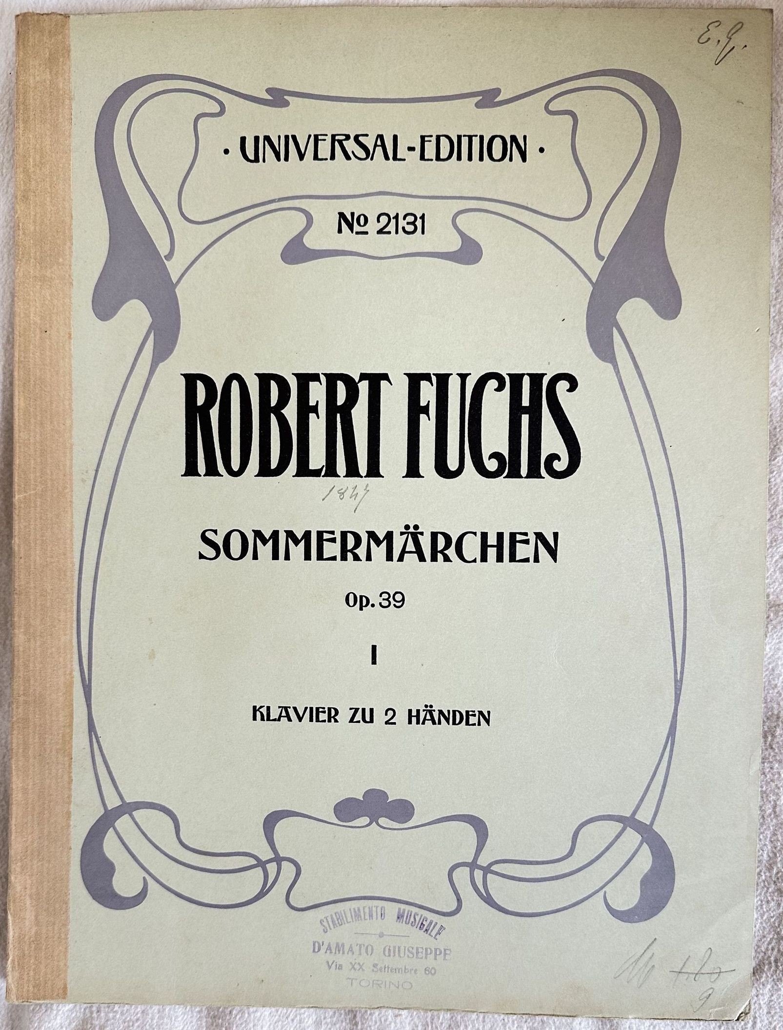 SOMMER MARSCHEN 16 KLAVIERSTUCKE VON ROBERT FUCHS OP. 39