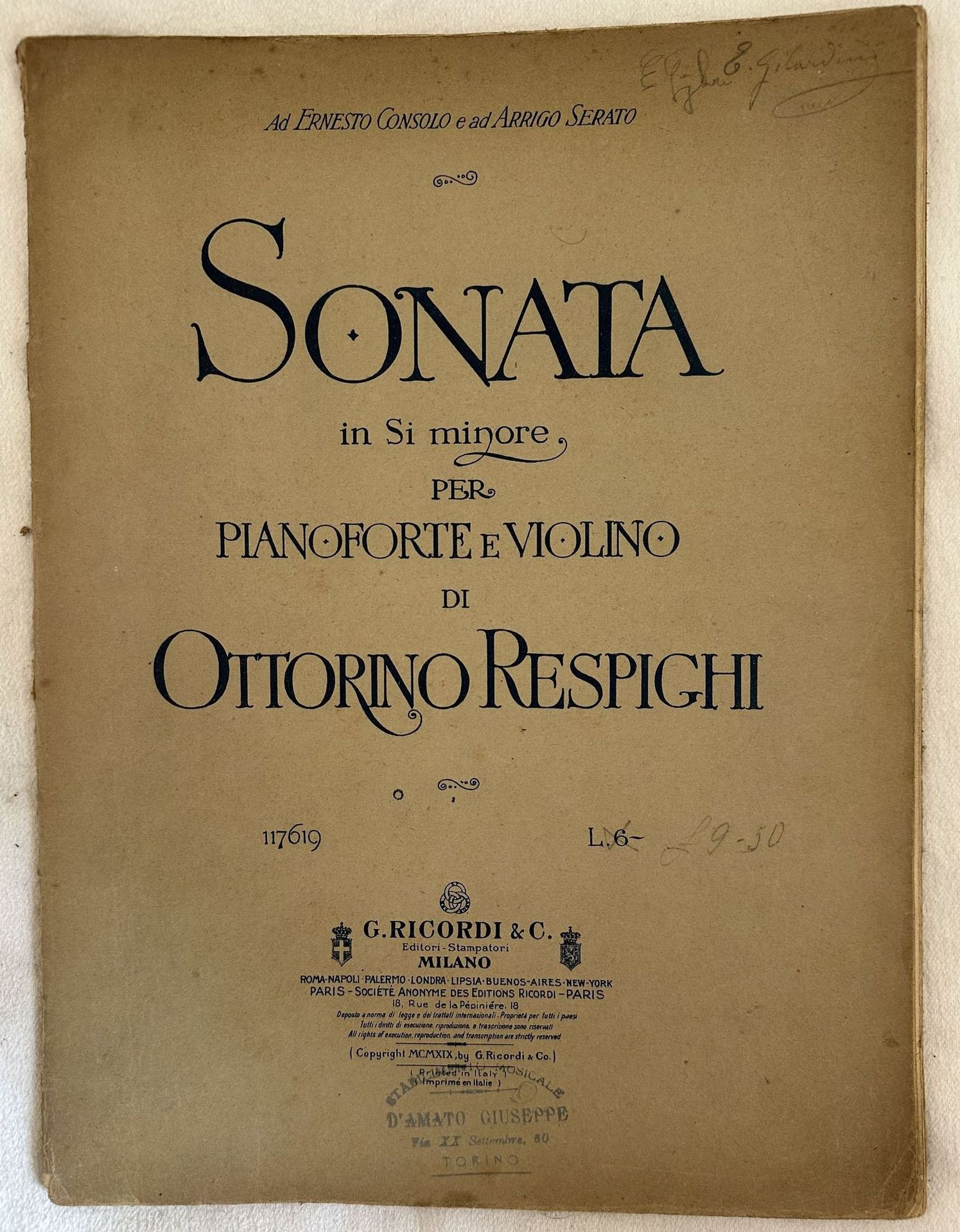 SONATA IN SI MINORE PER PIANOFORTE E VIOLINO